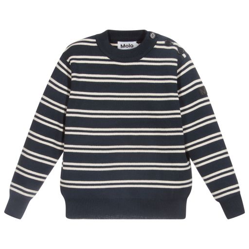 Molo-Blue Striped Cotton Sweater | Childrensalon Outlet