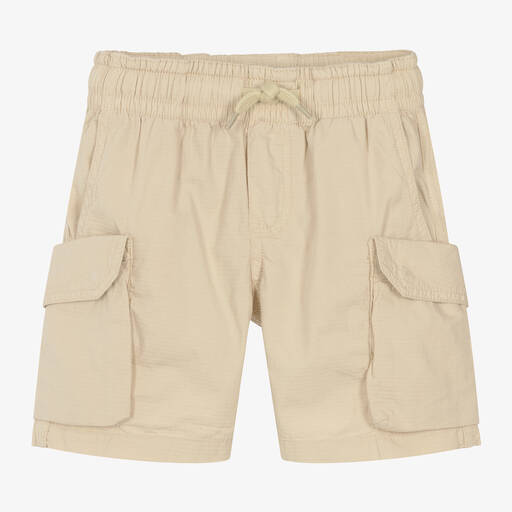 Molo-Boys Beige Cotton Cargo Shorts | Childrensalon Outlet