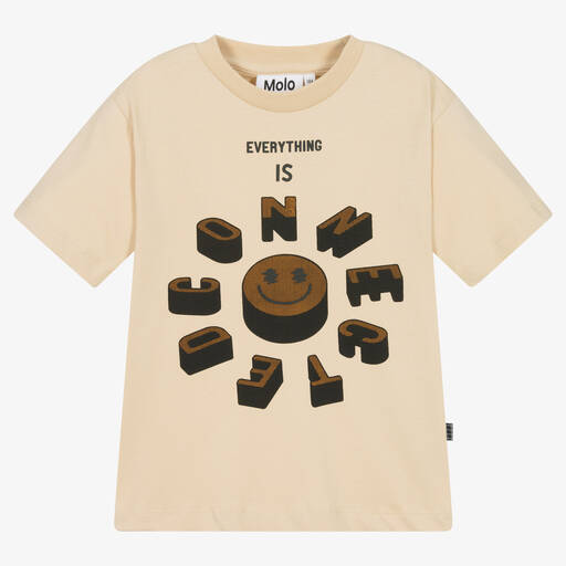 Molo-Boys Beige Organic Cotton T-Shirt | Childrensalon Outlet