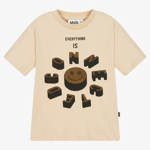 Molo-T-shirt beige en coton bio garçon | Childrensalon Outlet