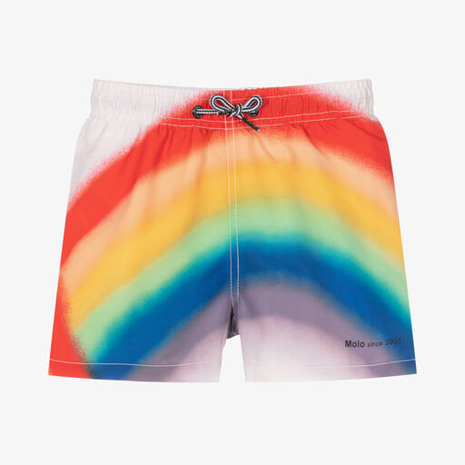 Molo-Boys Beige & Red Rainbow Swim Shorts (UPF50+) | Childrensalon Outlet