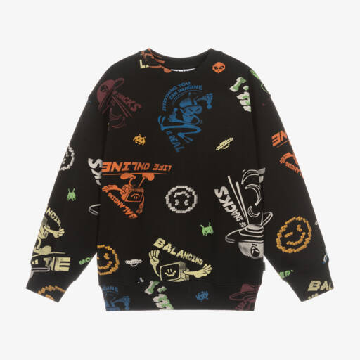 Molo-Boys Black Cartoon Print Sweatshirt | Childrensalon Outlet