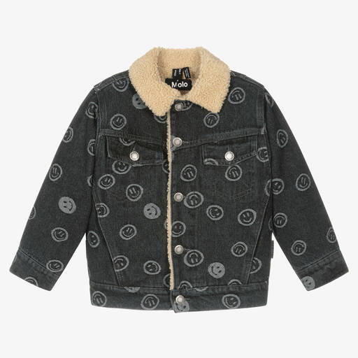 Molo-Boys Black Cotton Denim Smile Jacket | Childrensalon Outlet