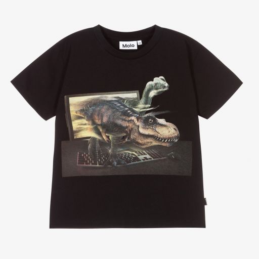 Molo-Boys Black Cotton T-Shirt | Childrensalon Outlet