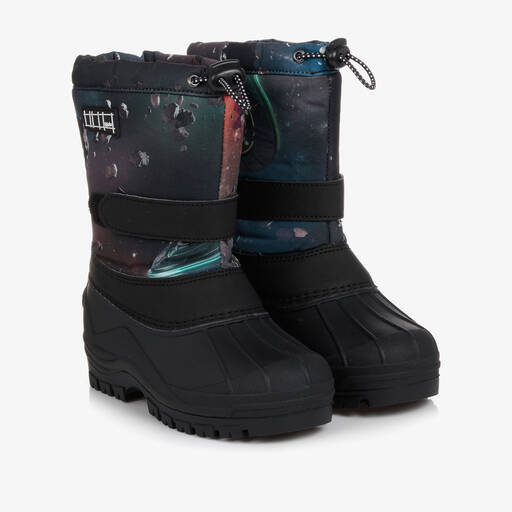 Molo-Boys Blue & Black Space Snow Boots | Childrensalon Outlet