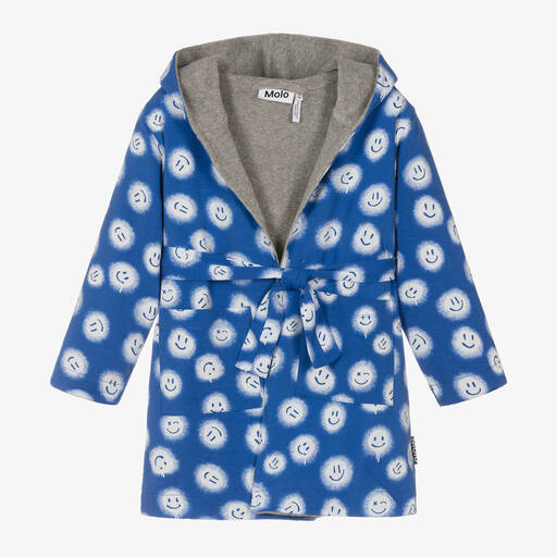 Molo-Boys Blue Cotton Happy Face Dressing Gown | Childrensalon Outlet