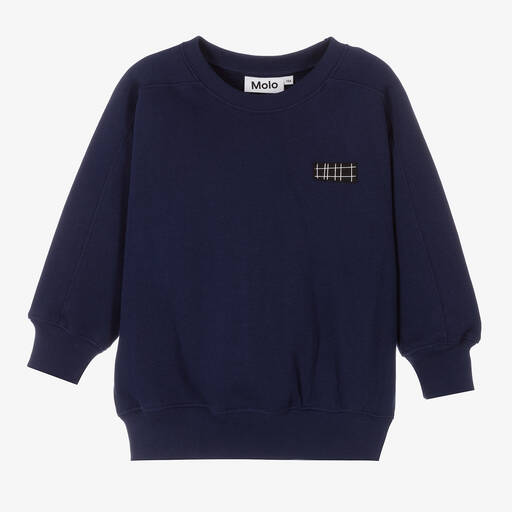 Molo-Boys Blue Cotton Sweatshirt | Childrensalon Outlet