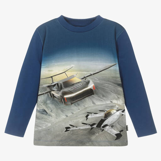 Molo-Boys Blue Flying Cars Top | Childrensalon Outlet