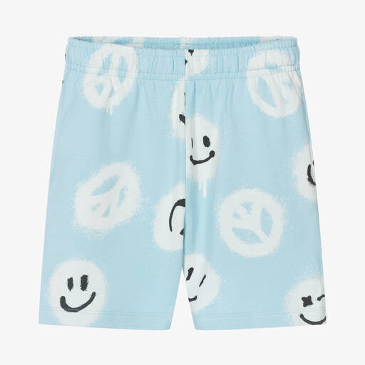 Molo-Boys Blue Organic Cotton Graffiti Shorts | Childrensalon Outlet