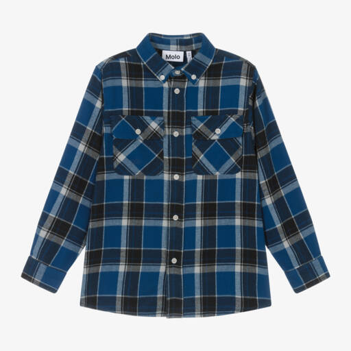 Molo-Boys Blue Plaid Flannel Top | Childrensalon Outlet