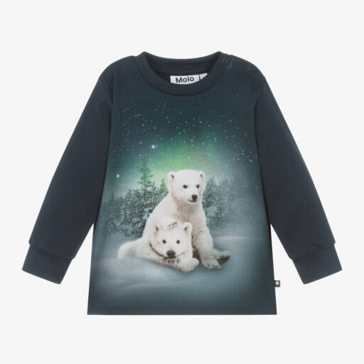 Molo-Boys Blue Polar Bear T-Shirt | Childrensalon Outlet