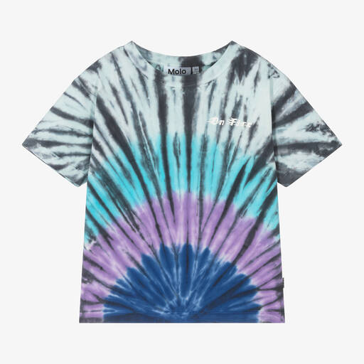 Molo-Boys Blue Tie Dye Cotton T-Shirt | Childrensalon Outlet