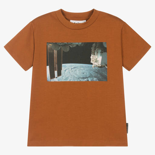 Molo-Boys Brown Cotton T-Shirt | Childrensalon Outlet