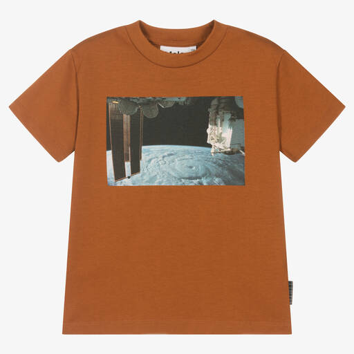 Molo-Boys Brown Cotton T-Shirt | Childrensalon Outlet