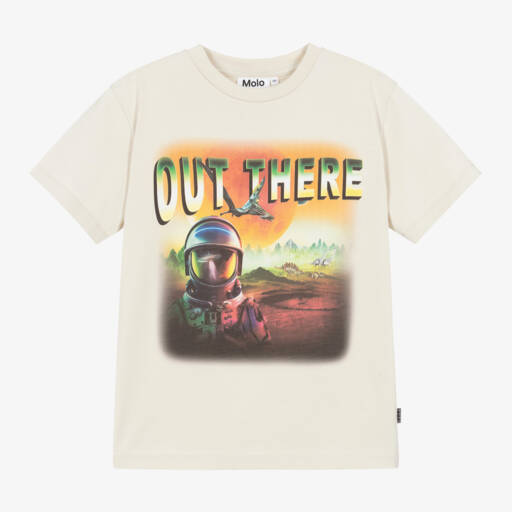 Molo-Boys Cotton Beige Adventure T-Shirt | Childrensalon Outlet