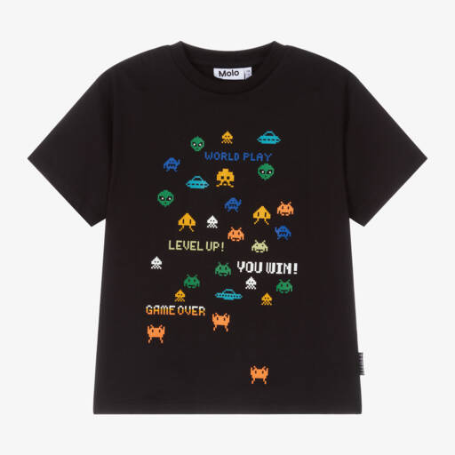 Molo-Boys Cotton Black Game Tee | Childrensalon Outlet