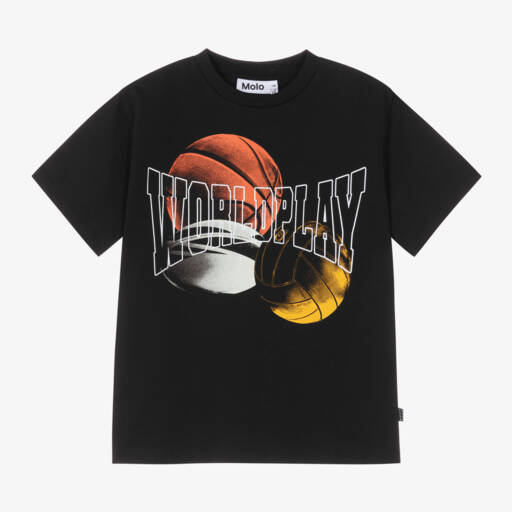 Molo-Boys Cotton Black Sports Tee | Childrensalon Outlet