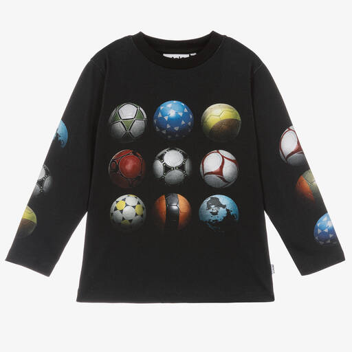 Molo-Schwarzes Fußball-Baumwolloberteil  | Childrensalon Outlet