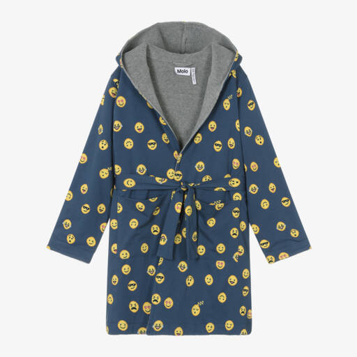 Molo-Boys Emoji Blue Cotton Robe | Childrensalon Outlet