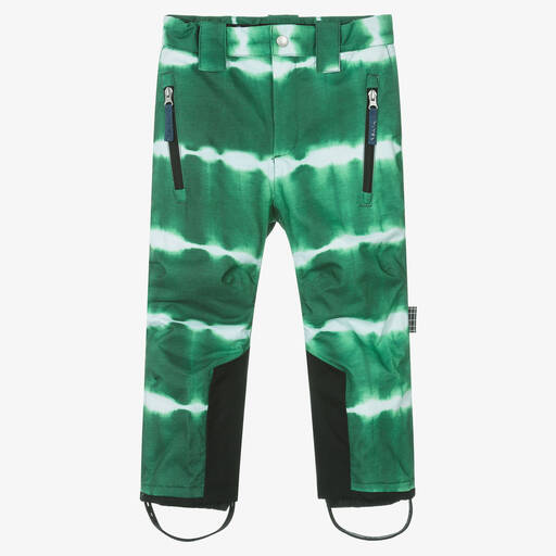 Molo-Boys Green Striped Tie Dye Ski Trousers | Childrensalon Outlet