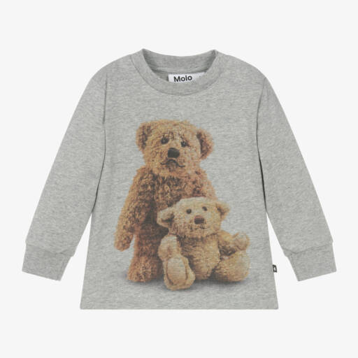 Molo-Boys Grey Teddy Bear Tee | Childrensalon Outlet