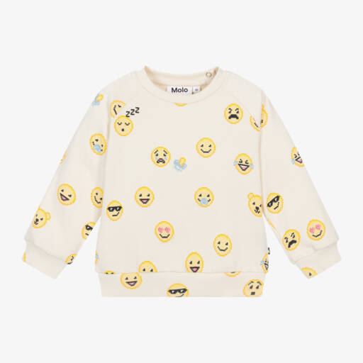 Molo-سويتشيرت بطبعة إيموجي قطن عضوي لون عاجي للأطفال | Childrensalon Outlet