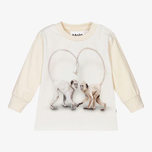 Molo-Boys Ivory Monkey Top | Childrensalon Outlet