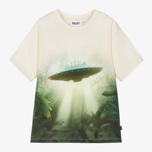 Molo-Boys Ivory UFO Print Tee | Childrensalon Outlet