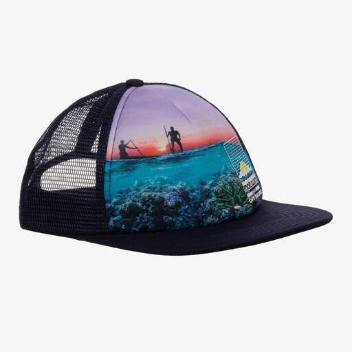 Molo-Boys Navy Blue Coral Reef Hat | Childrensalon Outlet