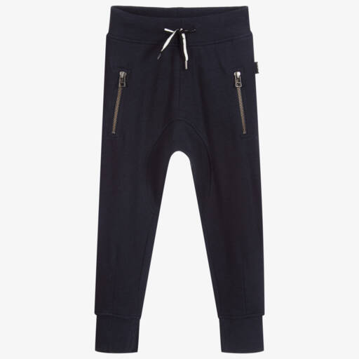 Molo-Boys Navy Blue Cotton Joggers | Childrensalon Outlet