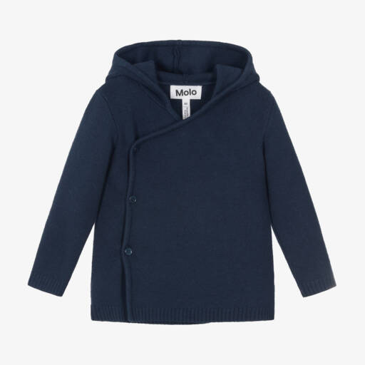 Molo-Boys Navy Hooded Wool Cardigan | Childrensalon Outlet