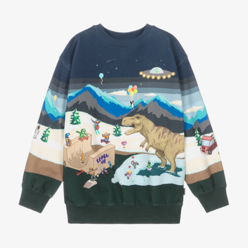 Molo-Boys Navy Pixelscape Jumper | Childrensalon Outlet