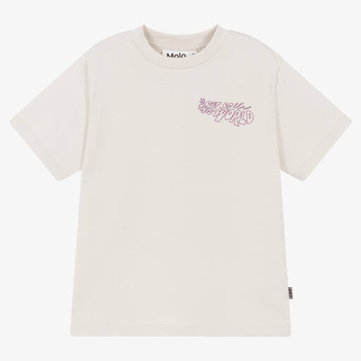 Molo- Boys Pale Grey UFO Print T-Shirt | Childrensalon Outlet