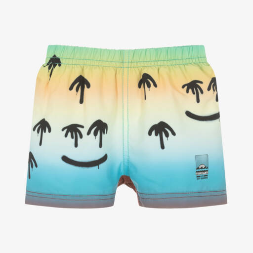 Molo-Boys Palm Print Blue Swim Shorts | Childrensalon Outlet