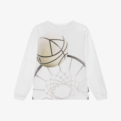 Molo-Boys White Basketball Hoop Organic Cotton Top | Childrensalon Outlet