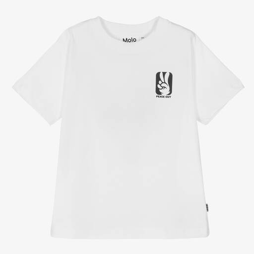 Molo-Boys White Basketball Print Cotton T-Shirt | Childrensalon Outlet