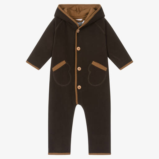 Molo-Brown Fleece Hooded Pramsuit | Childrensalon Outlet