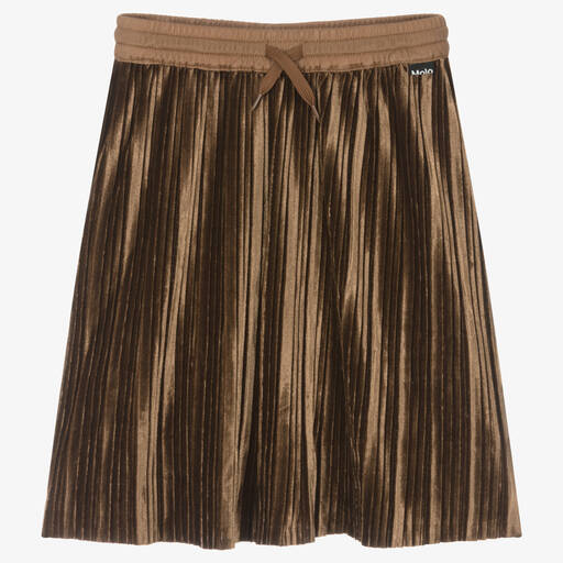 Molo-Brown Pleated Velour Skirt | Childrensalon Outlet