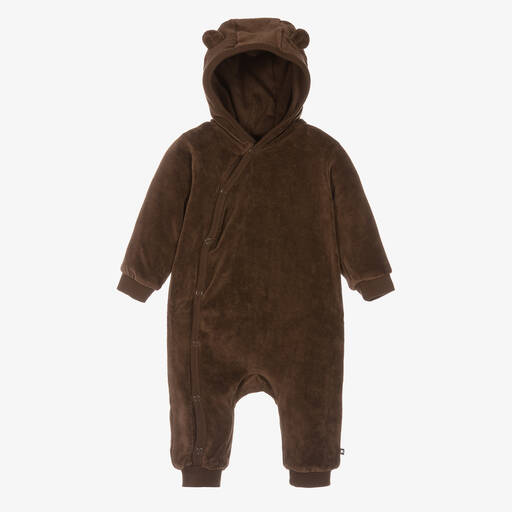 Molo-Brown Velour Hooded Pramsuit | Childrensalon Outlet