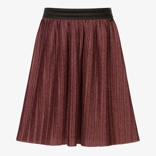 Molo-Dark Red Lurex Pleated Skirt | Childrensalon Outlet