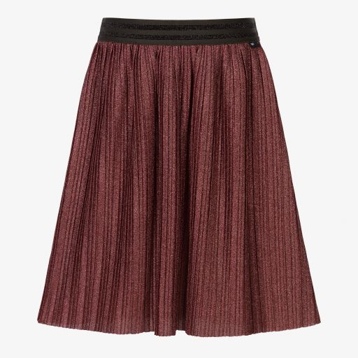 Molo-Dark Red Lurex Pleated Skirt | Childrensalon Outlet