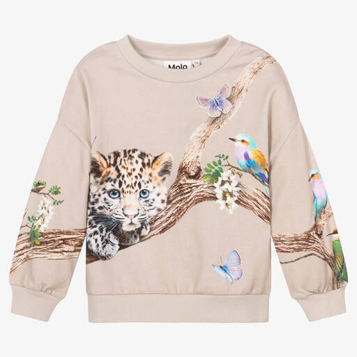 Molo-Girls Beige Cotton Sweatshirt | Childrensalon Outlet