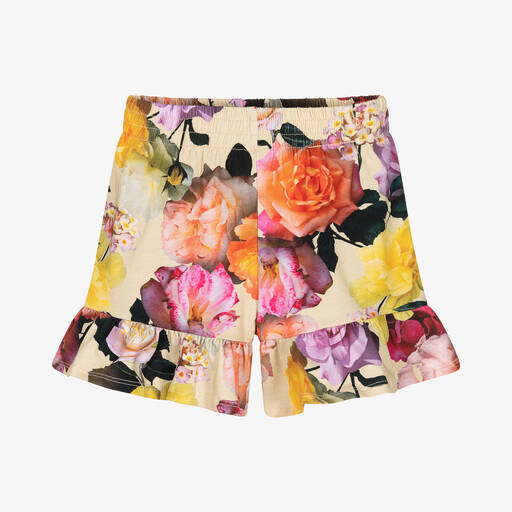 Molo-Girls Beige Floral Cotton Shorts | Childrensalon Outlet
