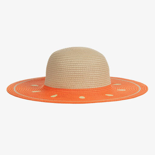 Molo-Girls Beige & Orange Straw Hat | Childrensalon Outlet