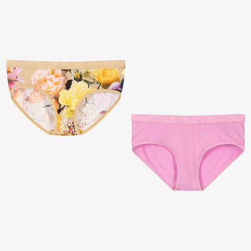 Molo-Girls Beige & Pink Knickers (2 Pack) | Childrensalon Outlet