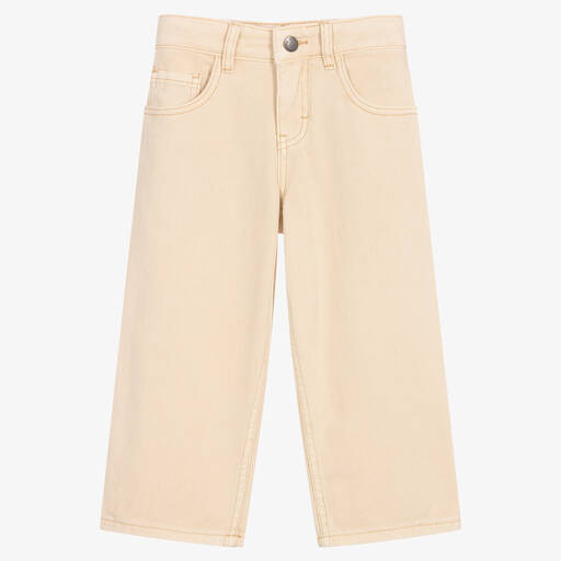 Molo-Girls Beige Straight Leg Jeans | Childrensalon Outlet