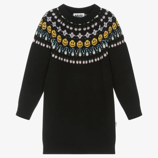 Molo-فستان صوف محبوك لون أسود | Childrensalon Outlet