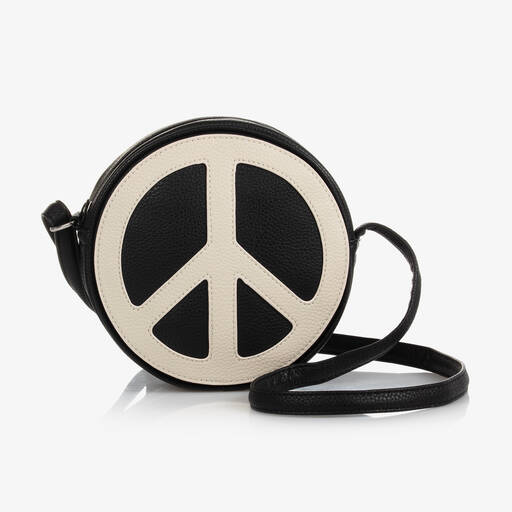Molo-Girls Black & Ivory Round Peace Bag (18cm) | Childrensalon Outlet