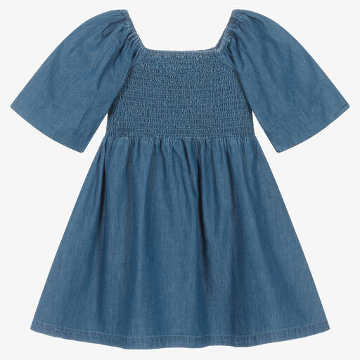 Molo-Girls Blue Chambray Dress | Childrensalon Outlet