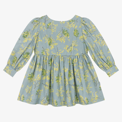 Molo-Girls Blue Cotton Floral Dress | Childrensalon Outlet